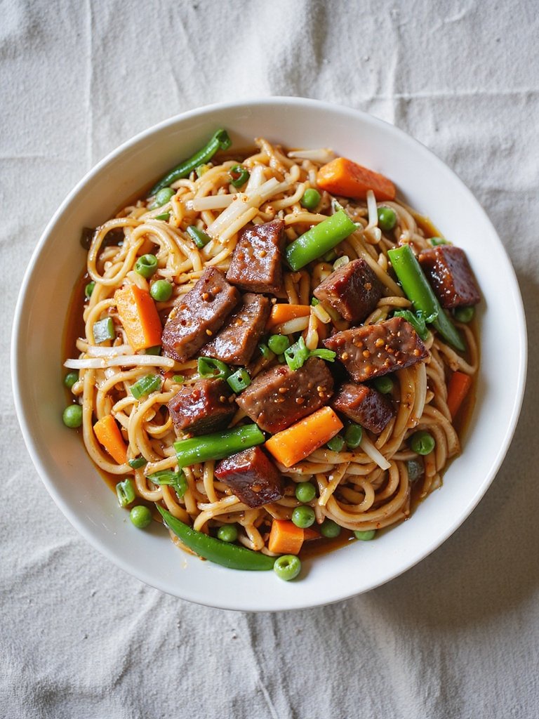 bouncy noodles glossy sauce