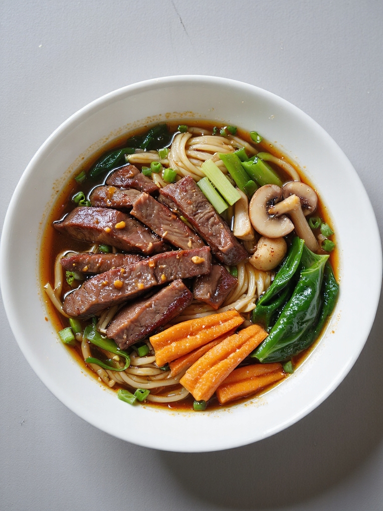 brothy ginger garlic beef noodle