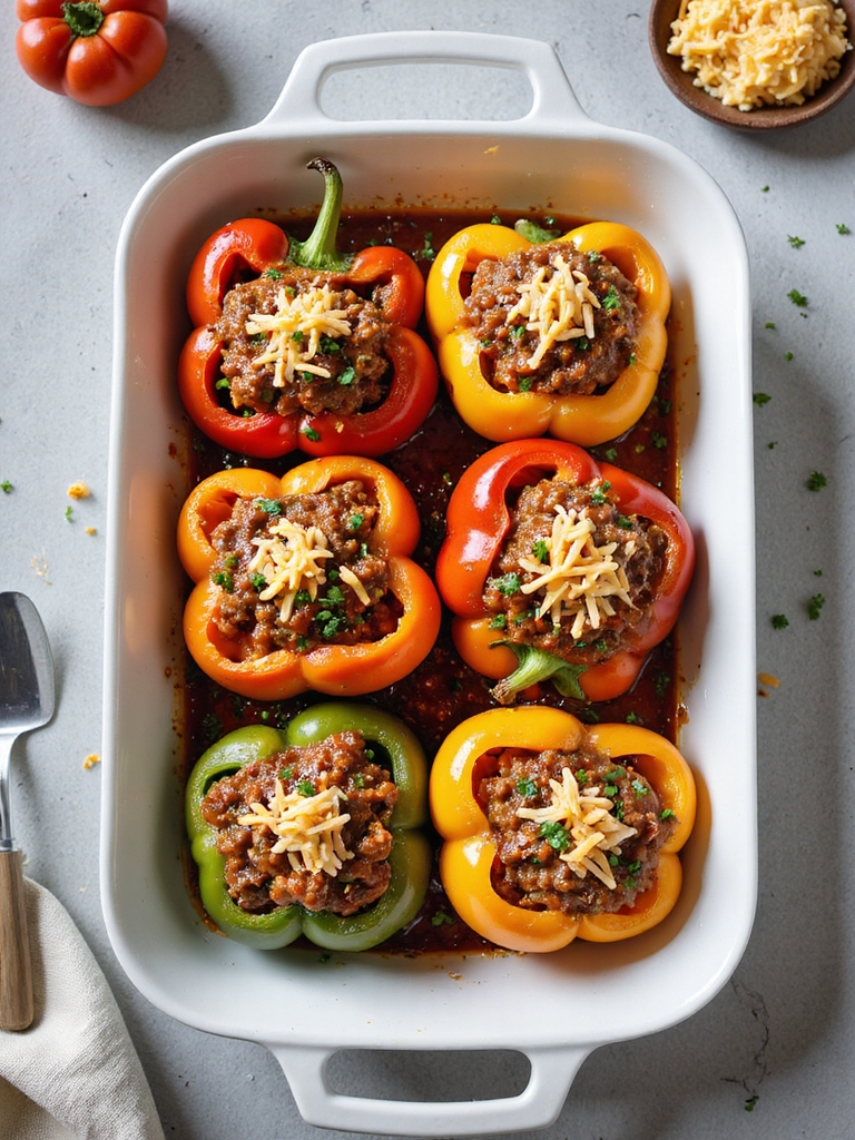 budget friendly beef stuffed peppers