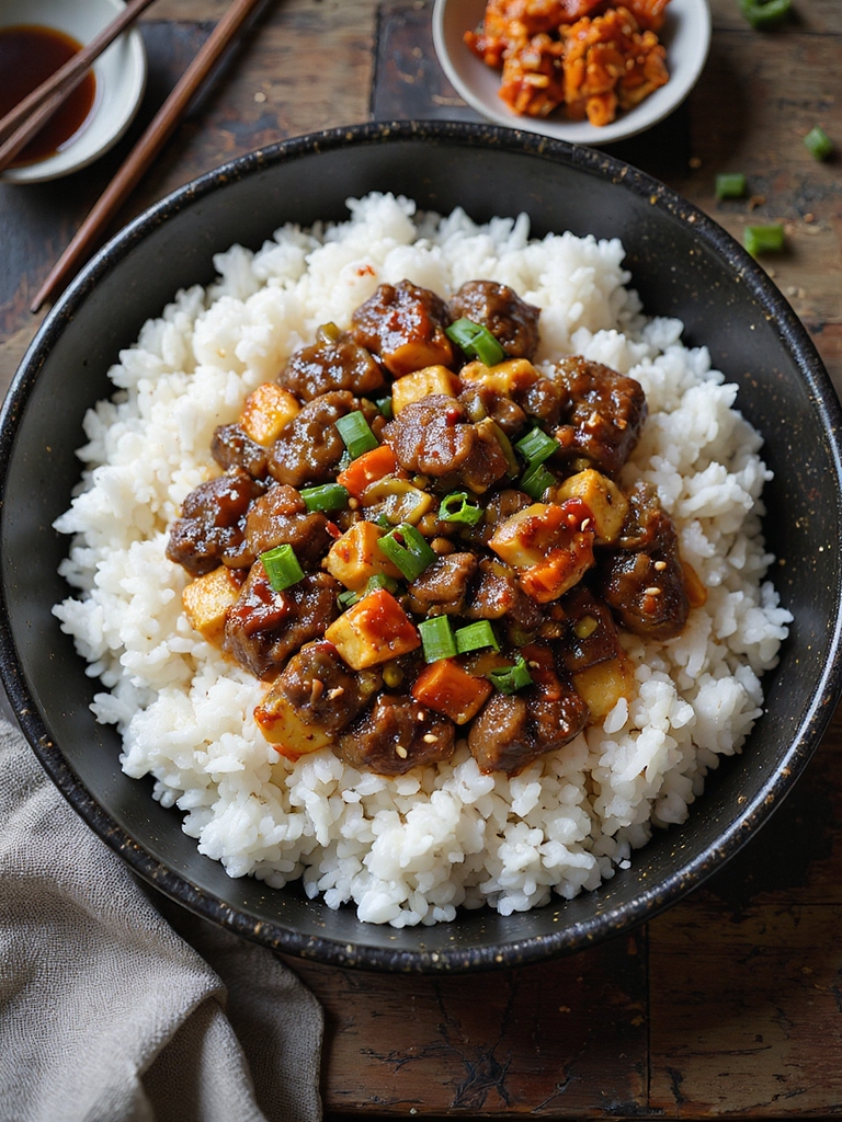 caramelized beef with kimchi
