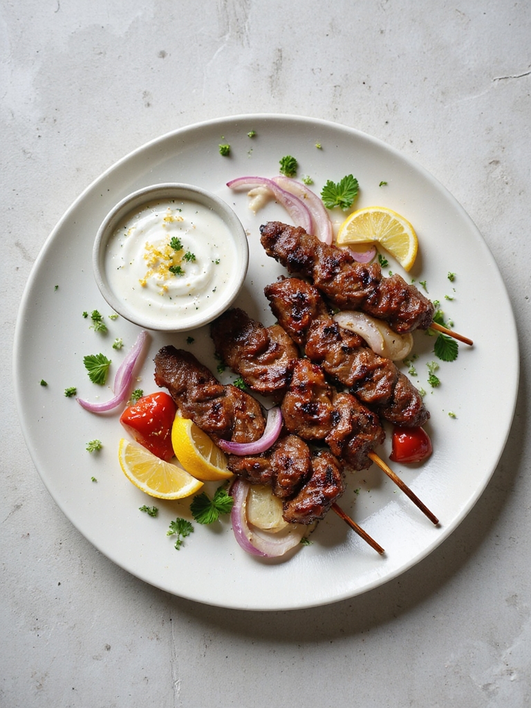 charred spiced liver skewers