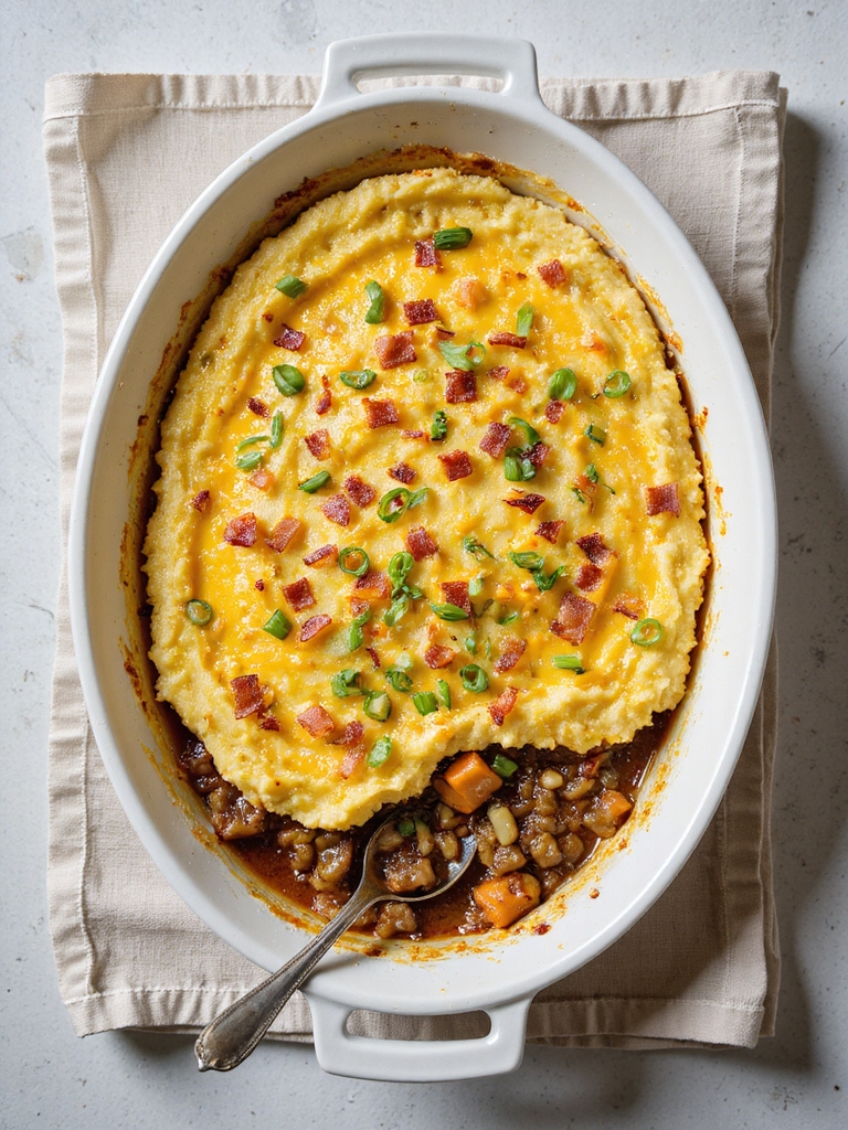 cheesy bacon garlic shepherd s pie