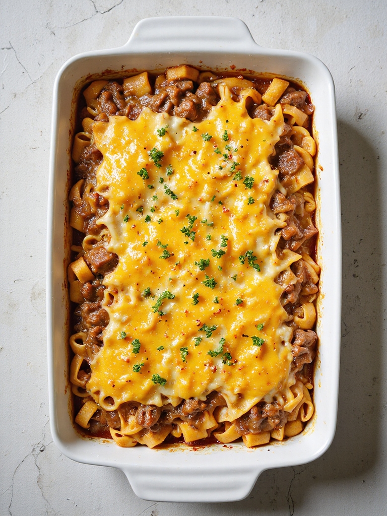 cheesy ground beef noodle bake