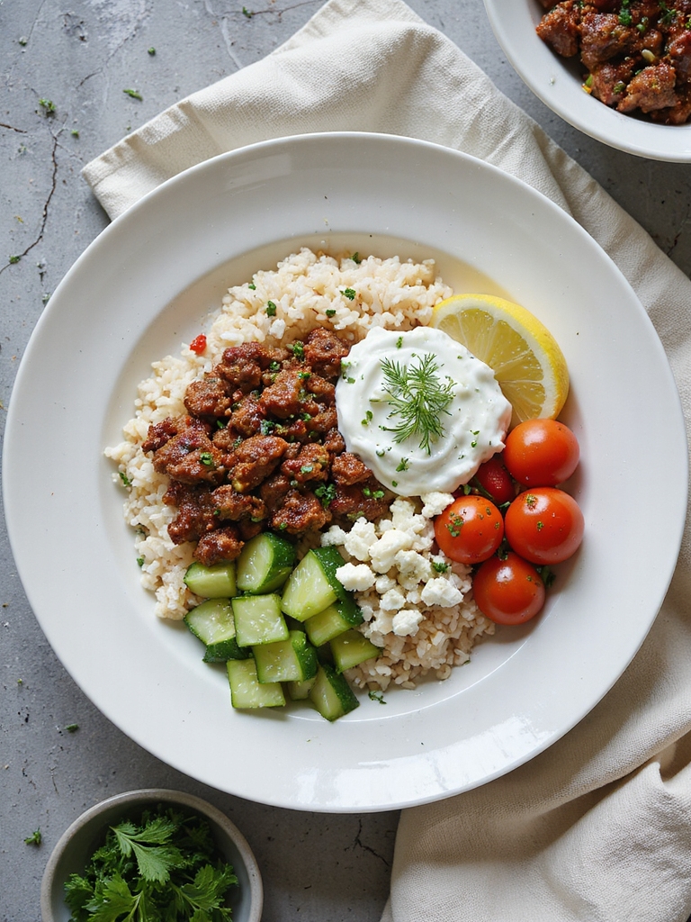 creamy tzatziki beef bowl