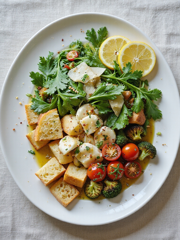 crisp greens garlicky bread