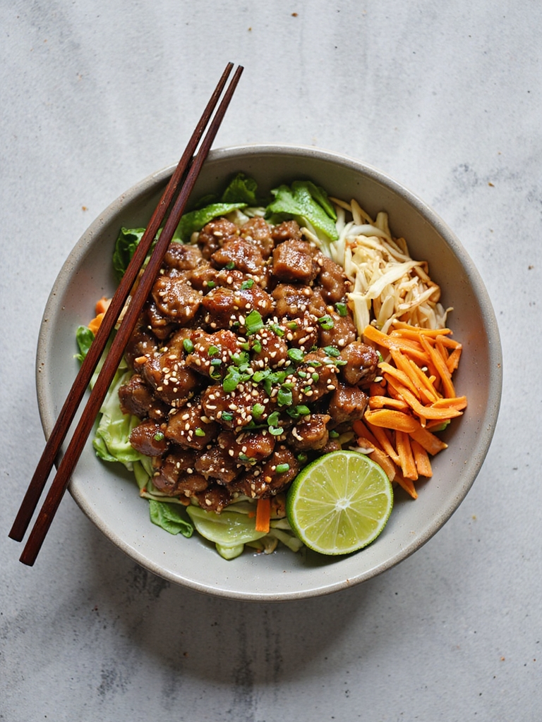 garlic ginger sesame beef slaw