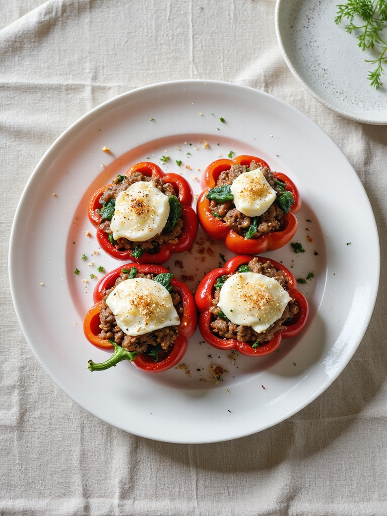 garlicky beef spinach stuffed peppers