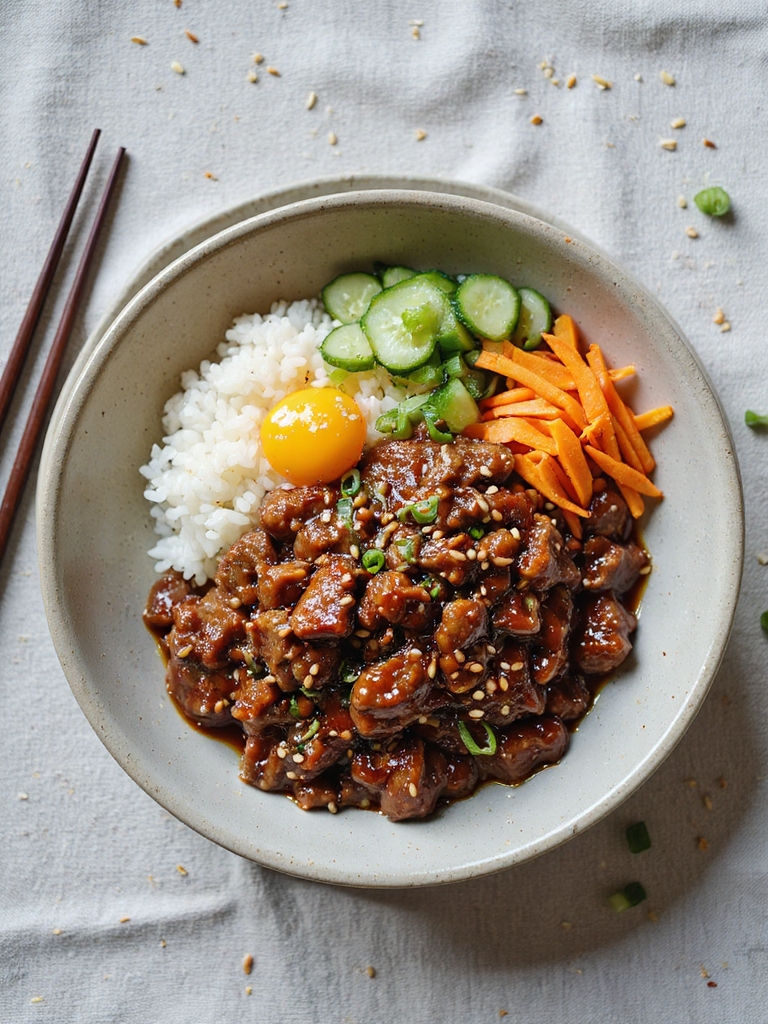 garlicky glossy korean beef bowls