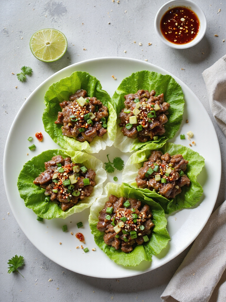 garlicky gochujang beef wraps