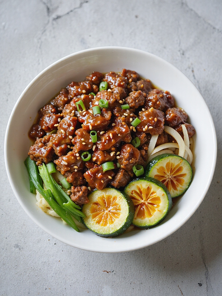 glazed teriyaki beef zucchini