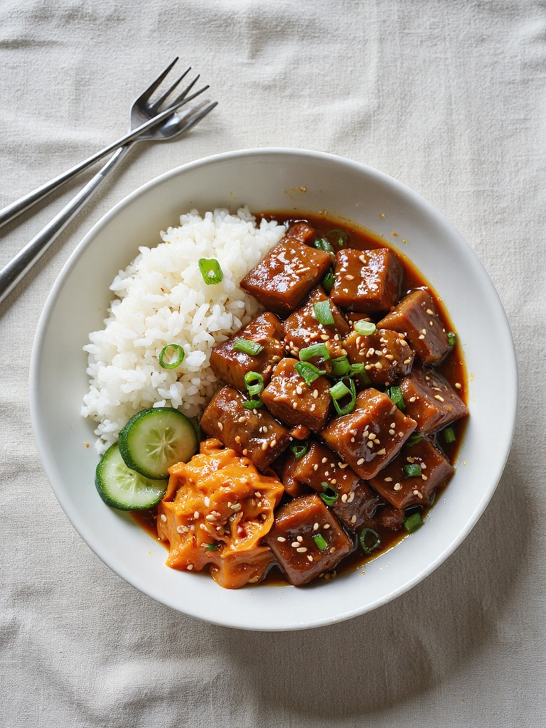 gochujang glazed seared beef cubes