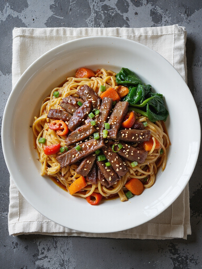 japchae inspired beef glass noodles