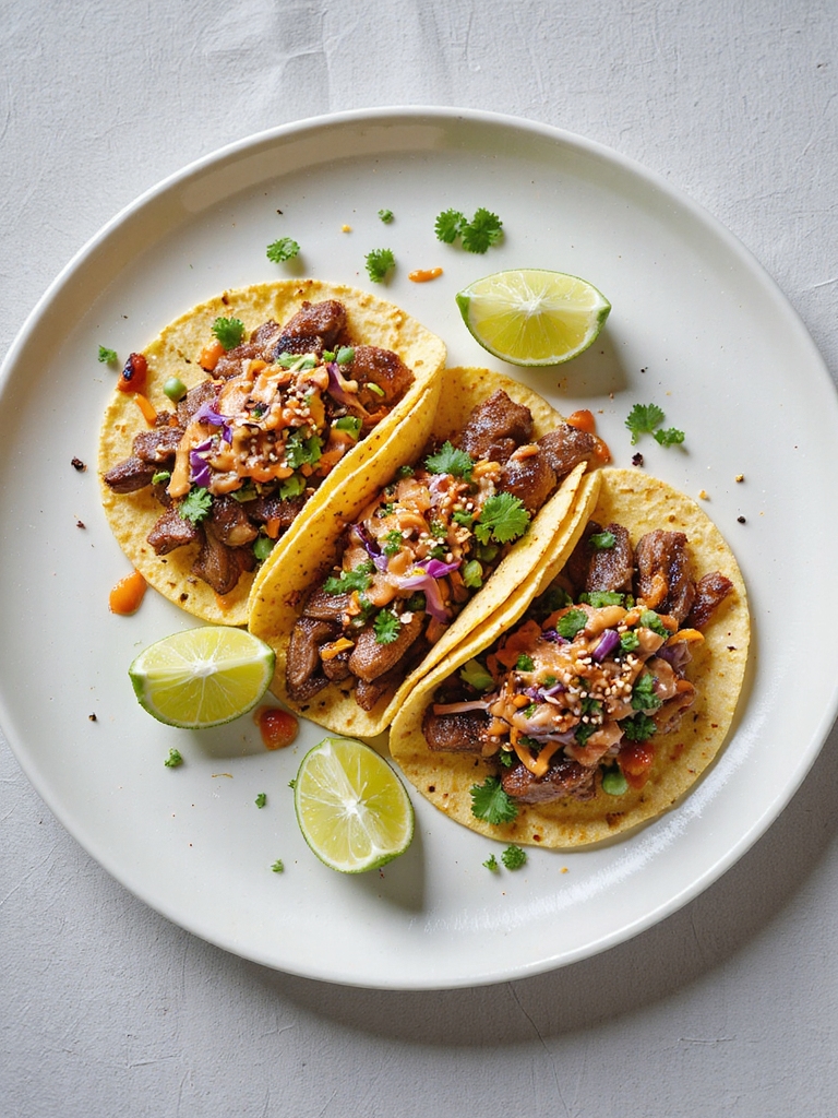 korean barbecue tacos with kimchi