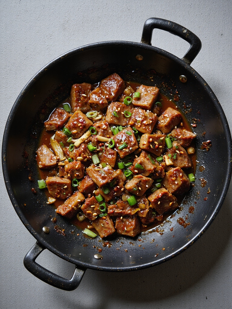 lacquered glossy caramelized beef