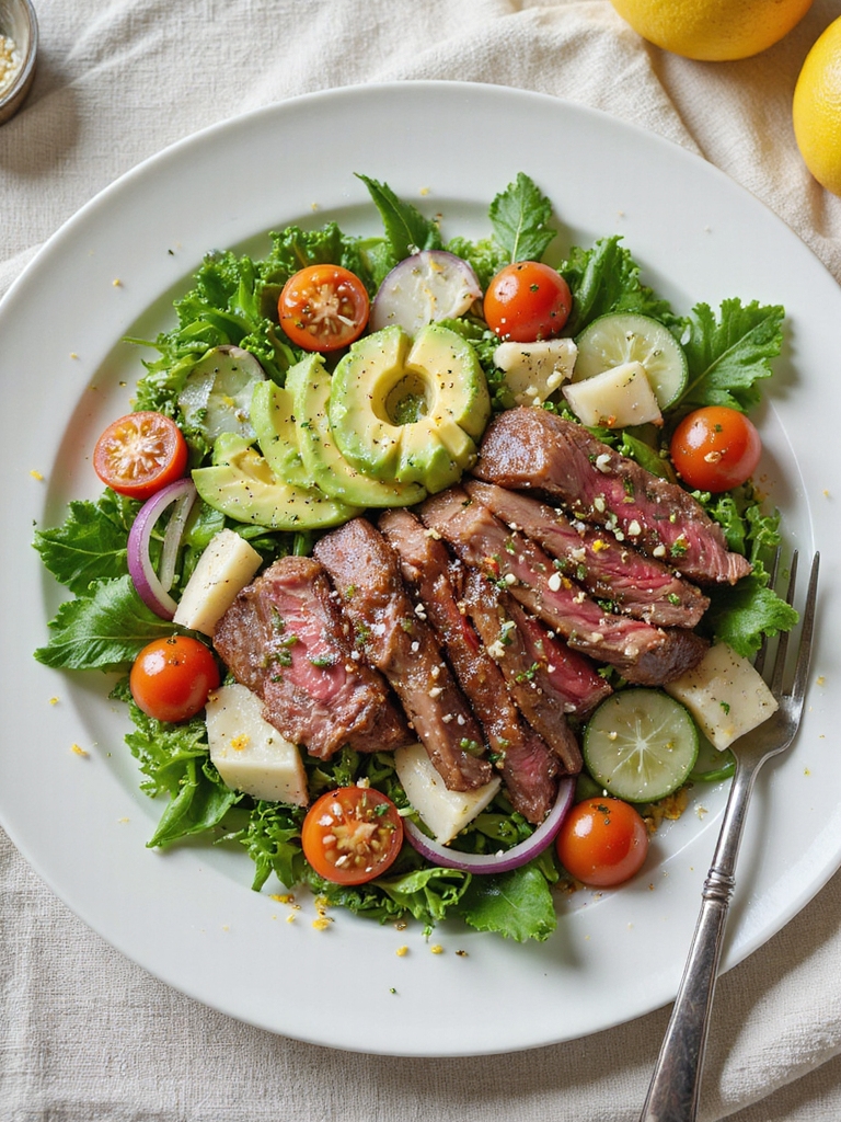 lemon herb grilled flank salad
