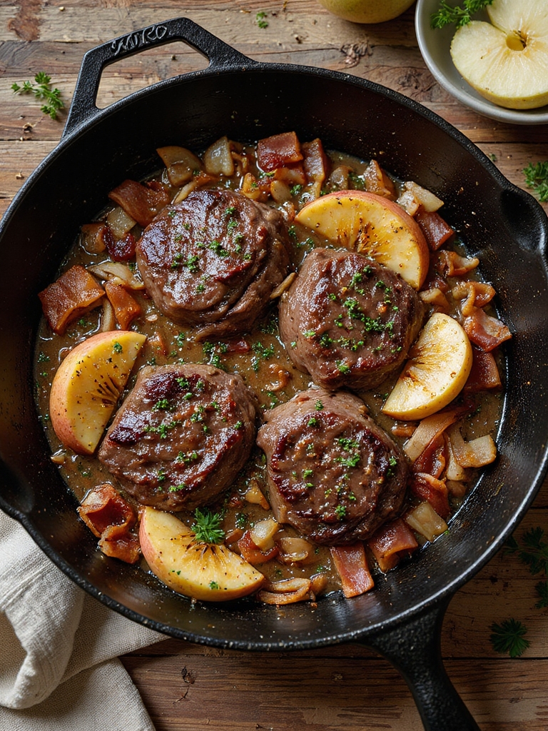 liver bacon caramelized apples