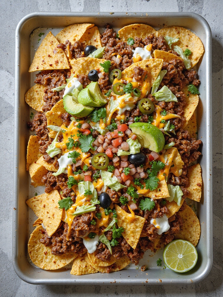 loaded tex mex sheet pan nachos
