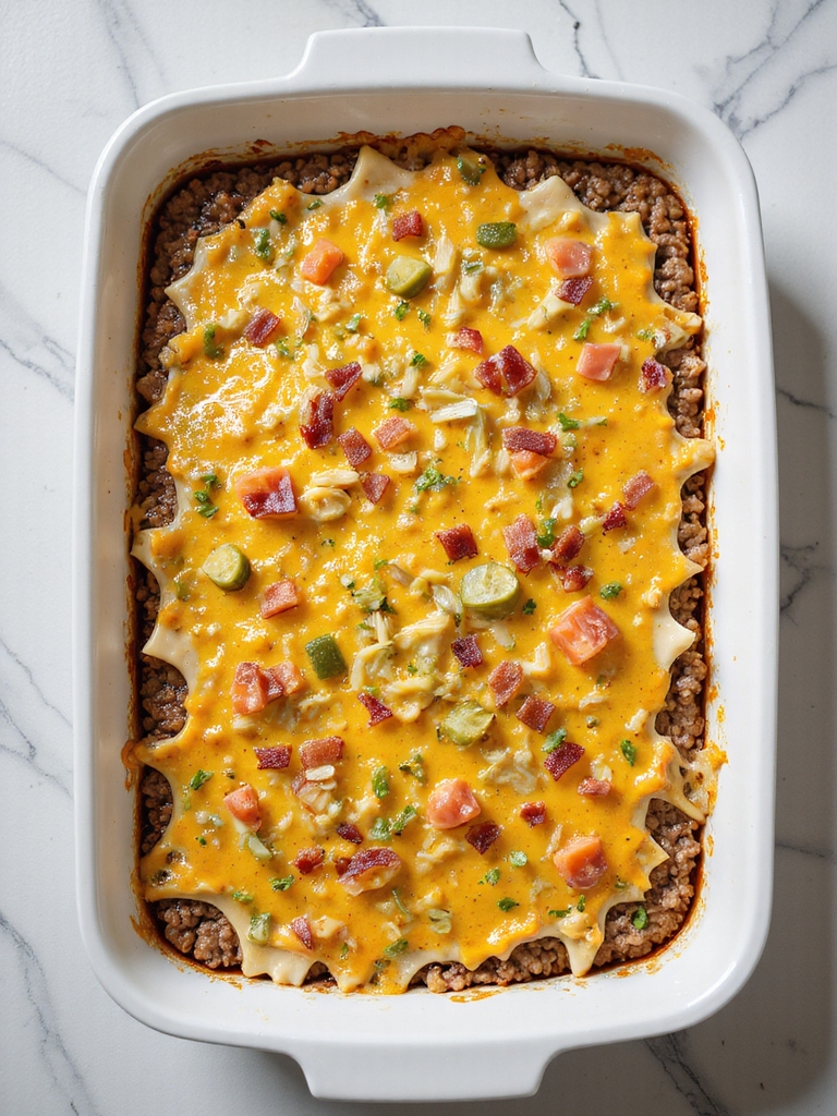 low carb cheeseburger casserole bake