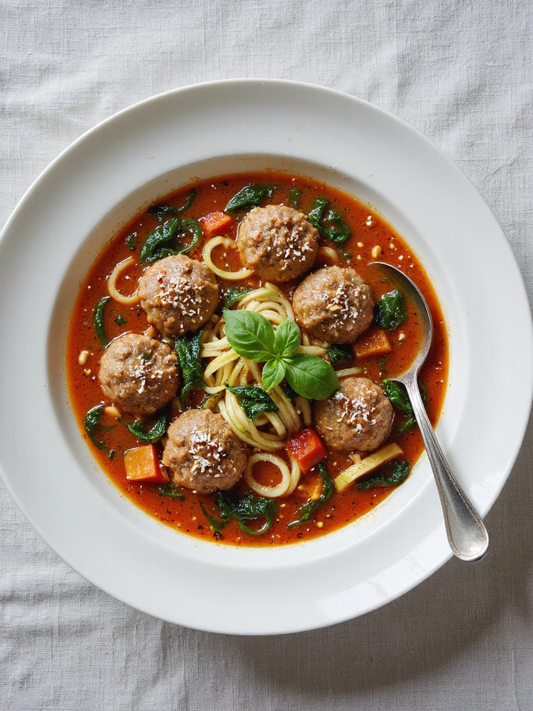low carb italian meatball zoodle