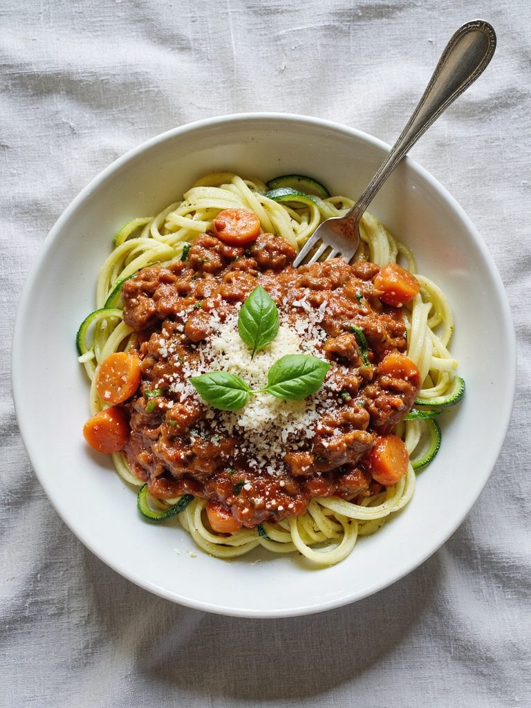 low carb zucchini noodle bolognese