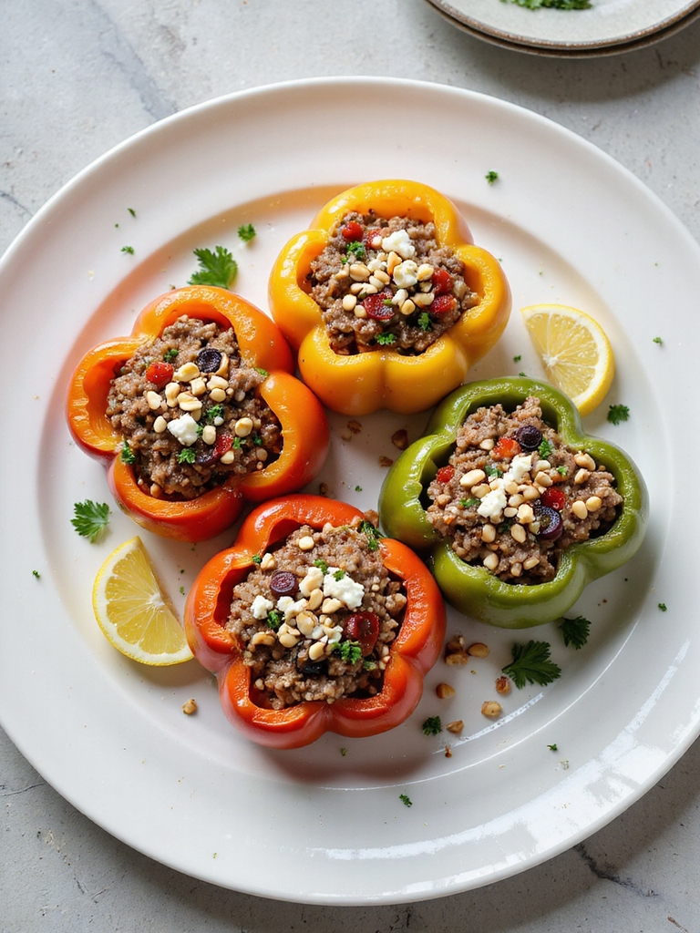 mediterranean beef stuffed roasted peppers