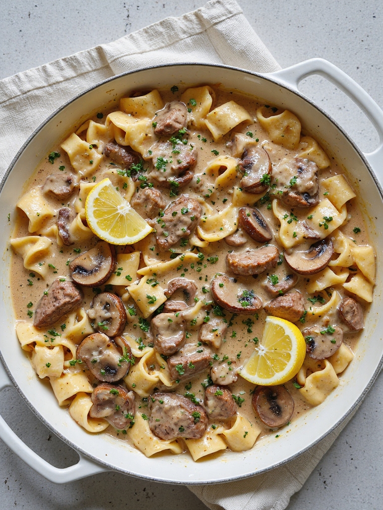 one pan creamy beef stroganoff