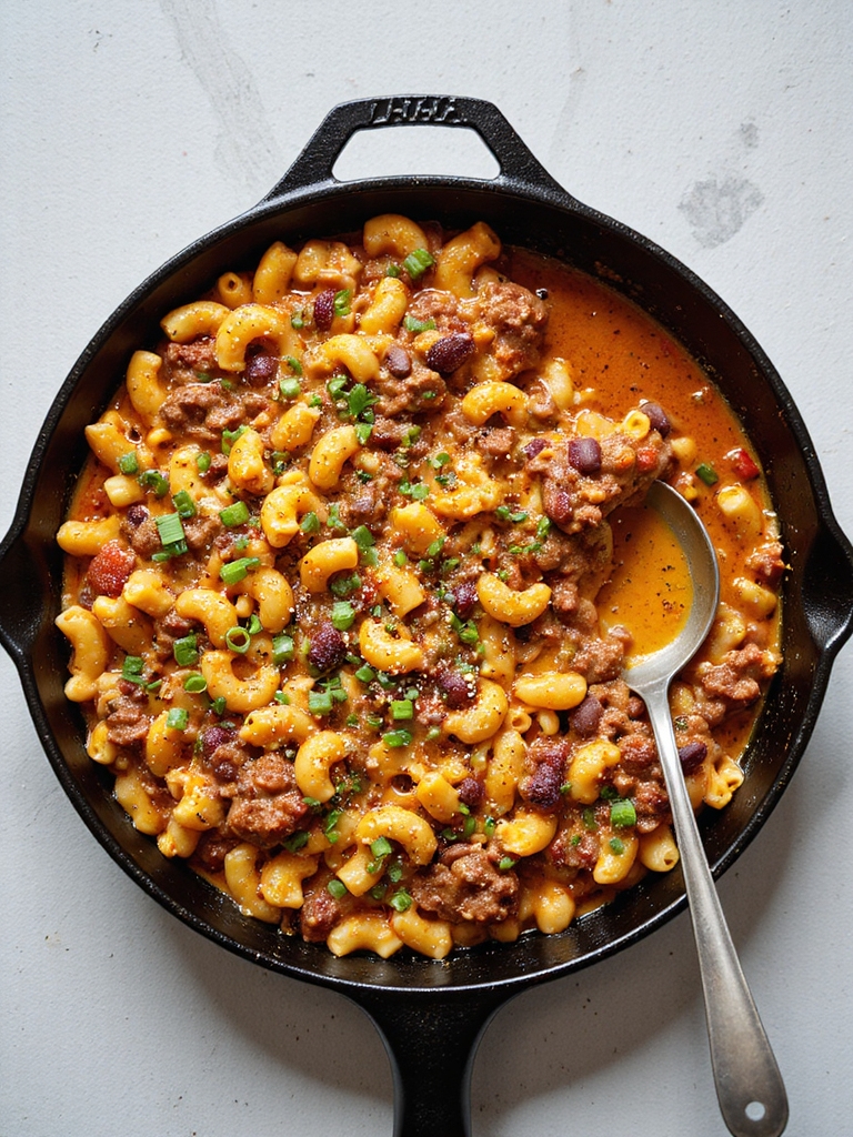 one pan smoky cheesy chili mac