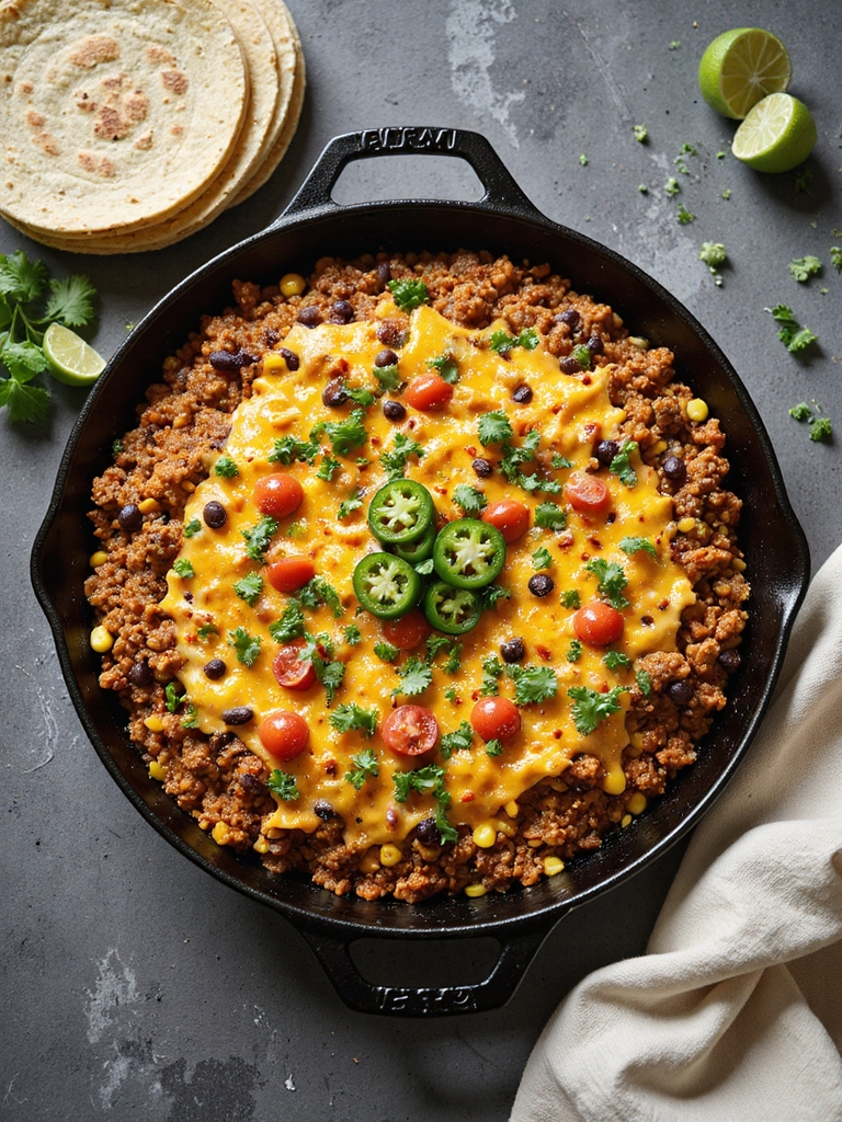 one pot cheesy taco skillet
