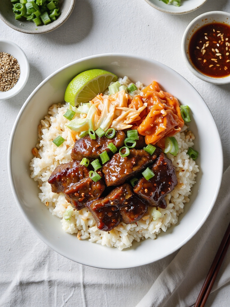 quick glossy korean beef bowls