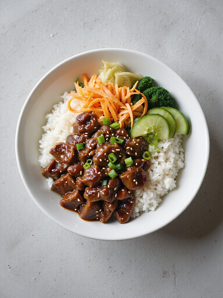 quick glossy korean beef bowls