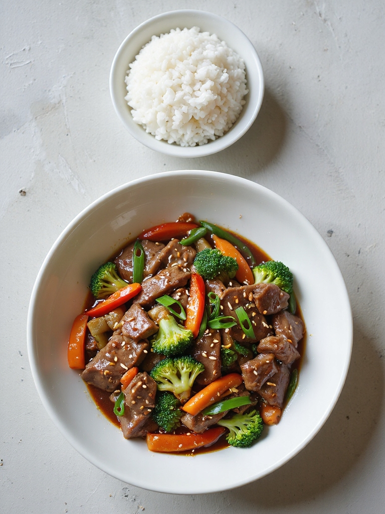 quick glossy sesame beef stir fry