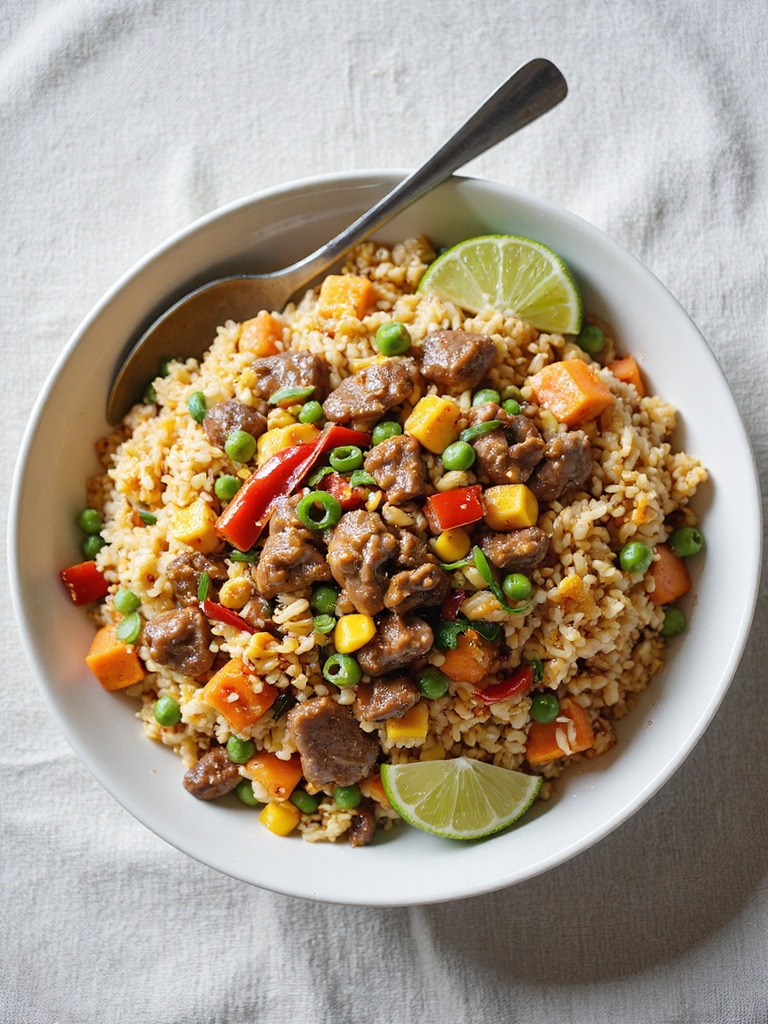 quick savory ground beef friedrice