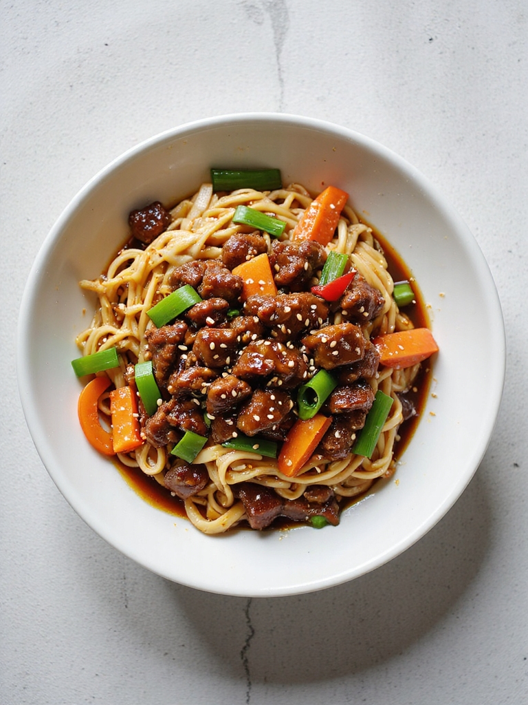 quick teriyaki beef ramen stir fry