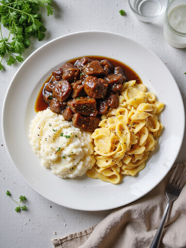 saucy beef tips starches