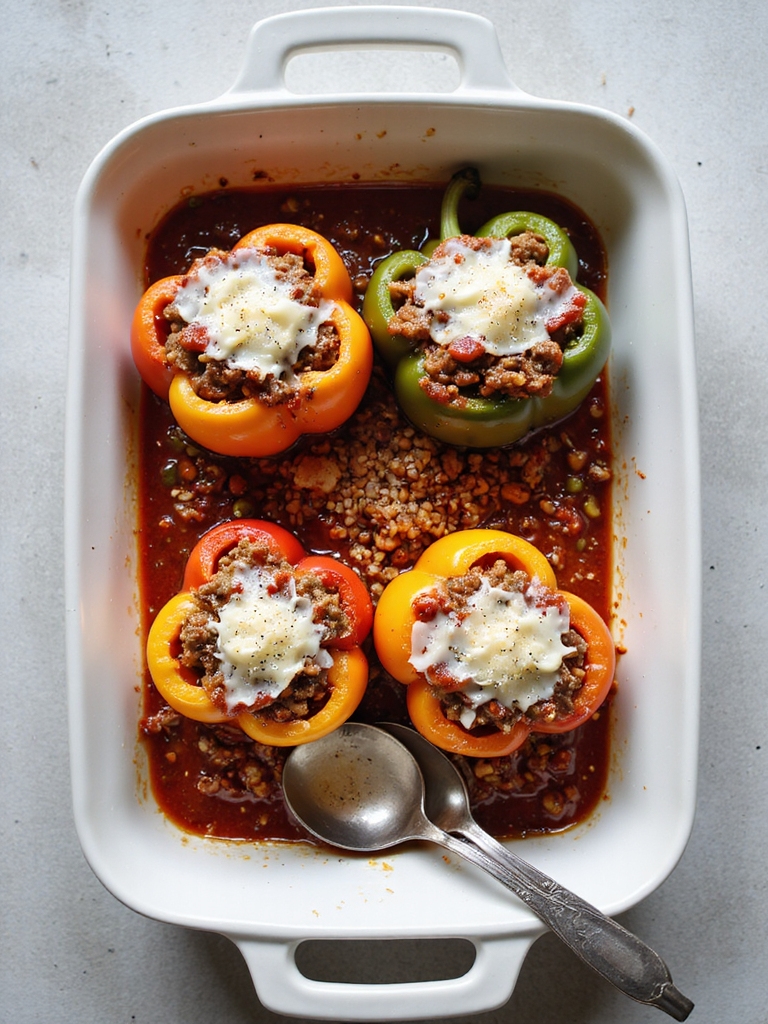 savory beef stuffed mozzarella peppers