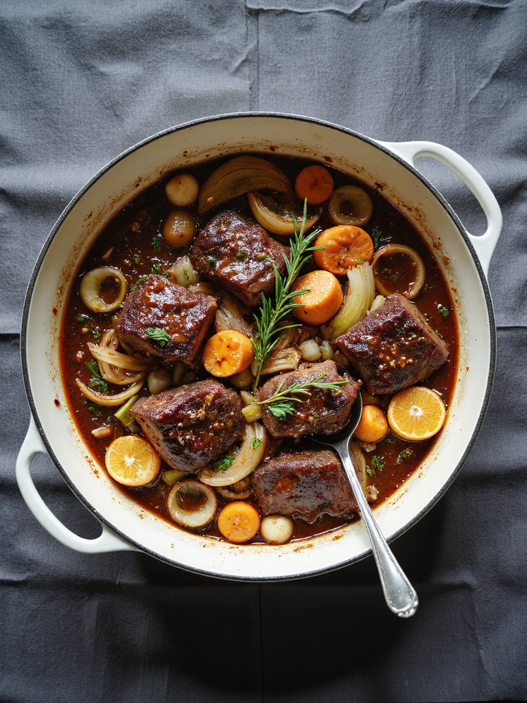 savory herb scented braised short ribs