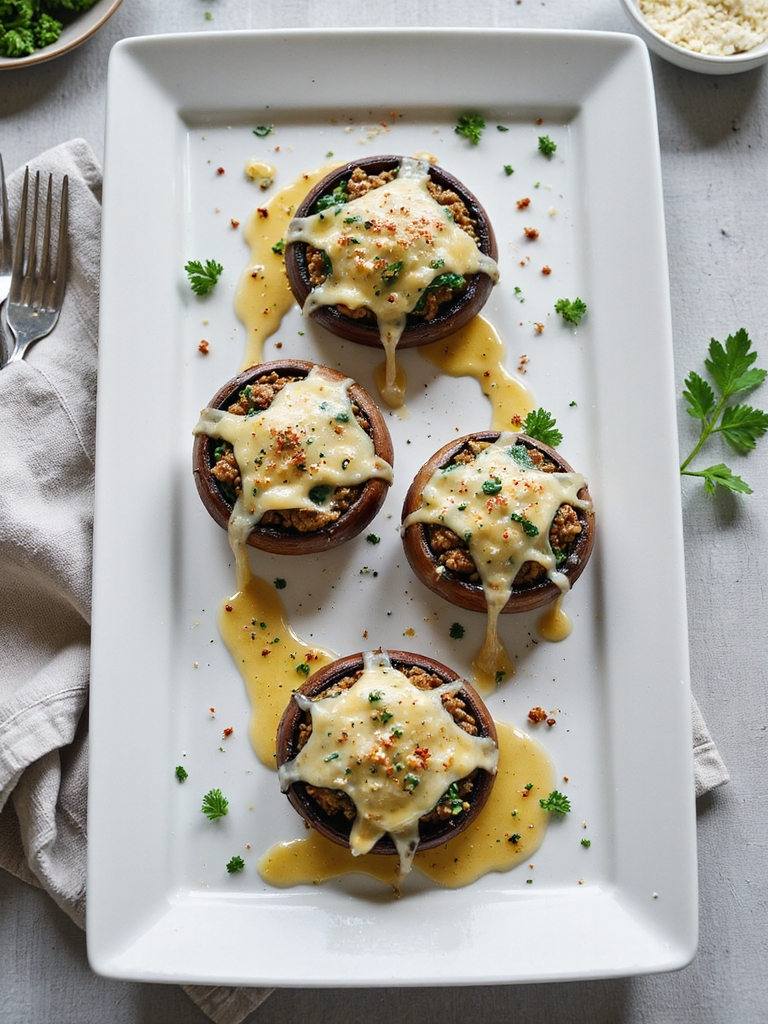 savory spinach beef stuffed mushrooms