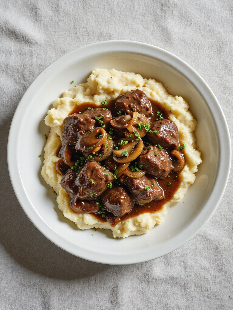 seared beef in gravy