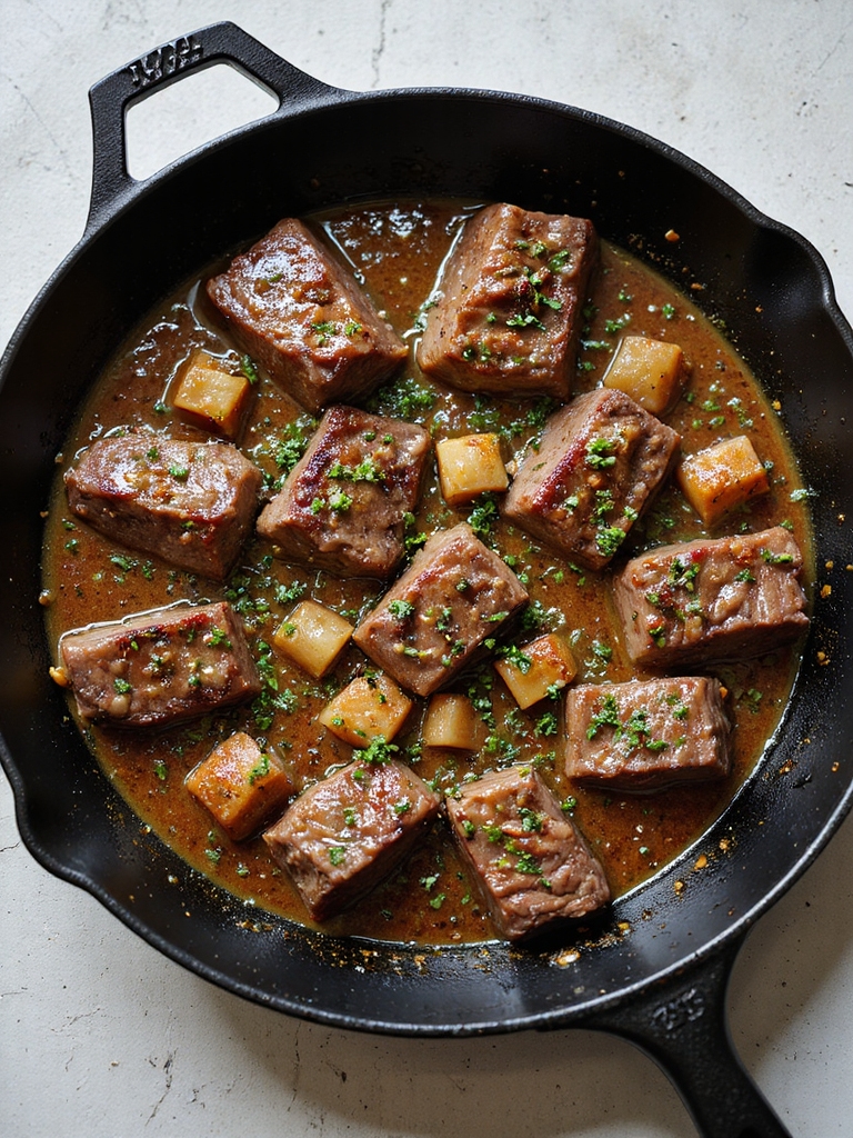 seared beef tips with gravy