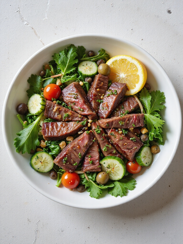 seared liver with arugula