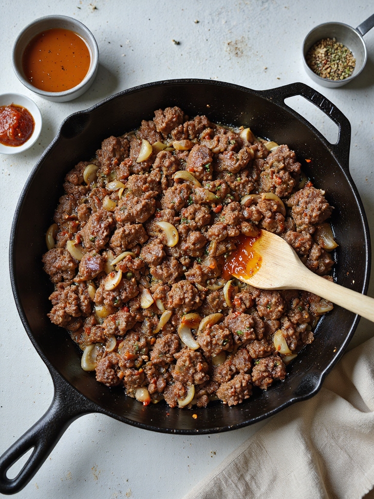 seasoned deeply browned beef