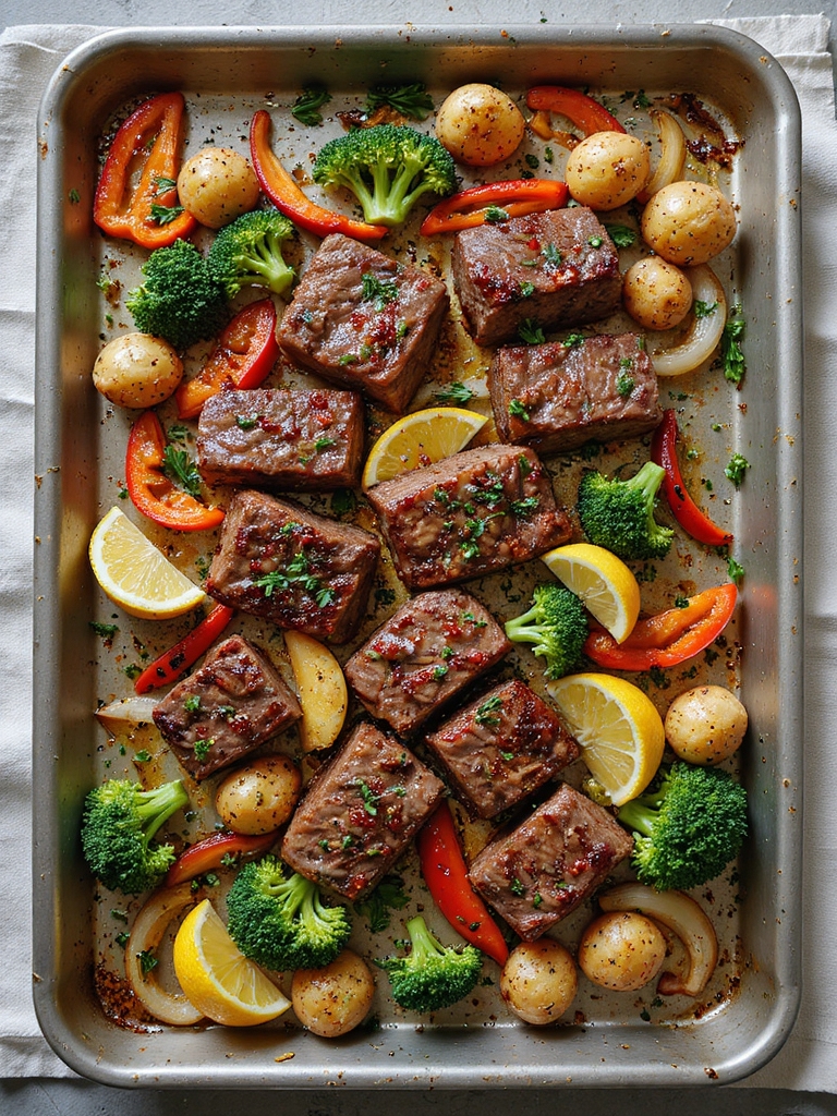 sheet pan steak bites roasted