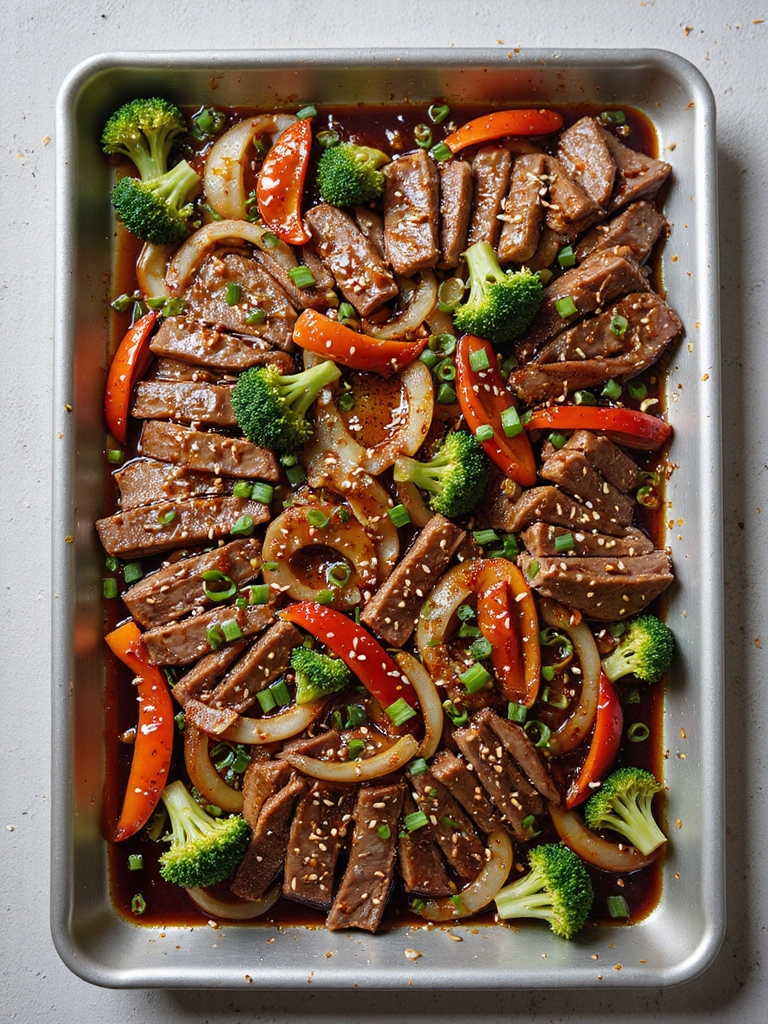 sheet pan teriyaki steak dinner