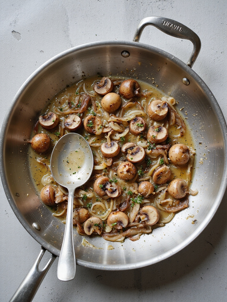 silky mushroom onion browned base