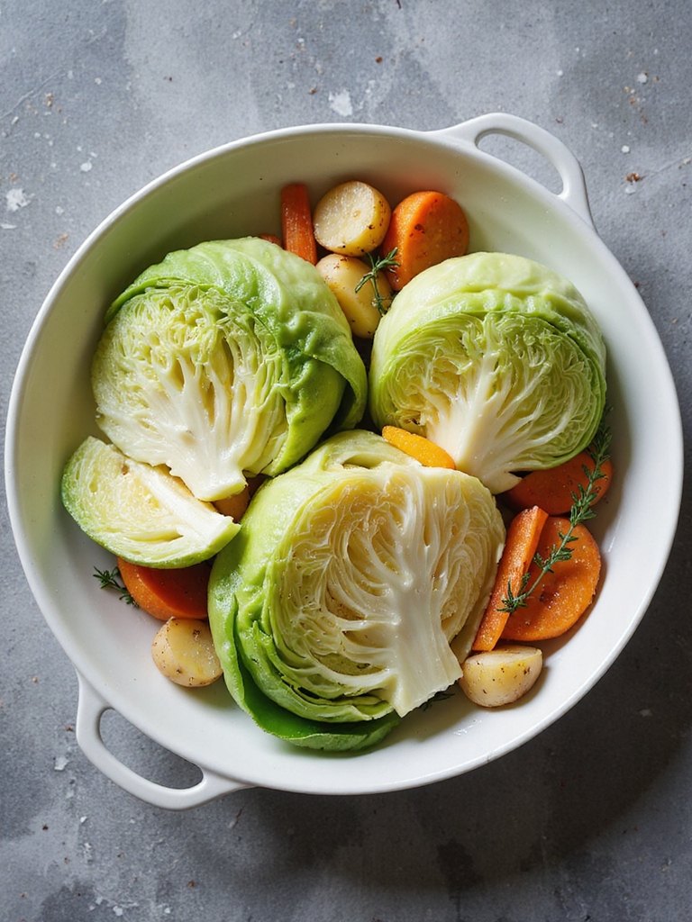 slow braised brisket steamed cabbage
