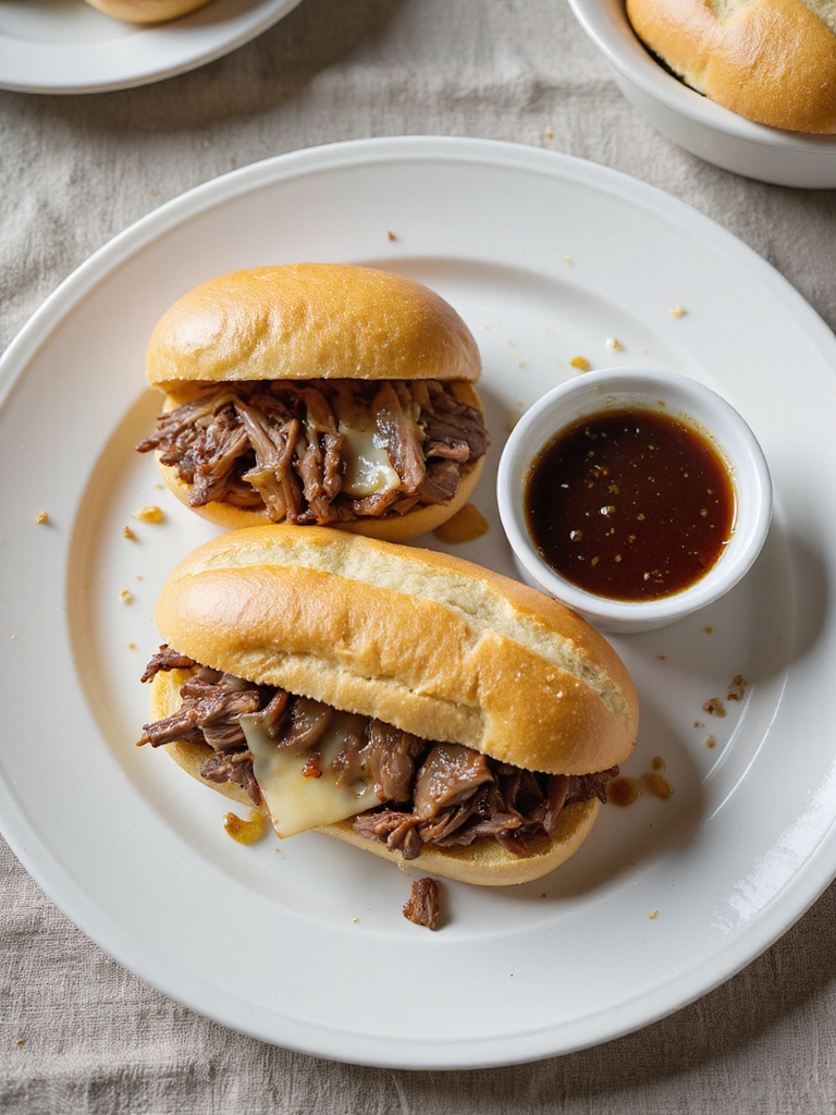 slow cooked savory beef aujus