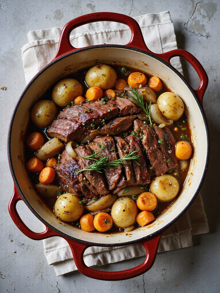 slow cooked seared beef dinner