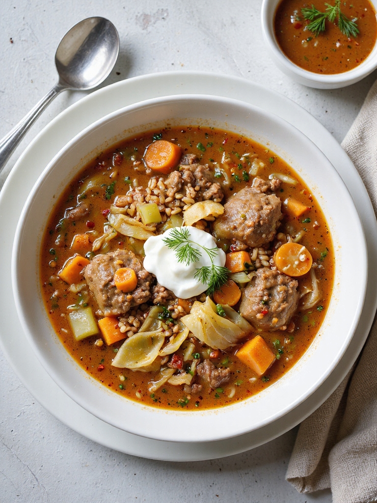 slow cooked stuffed cabbage soup