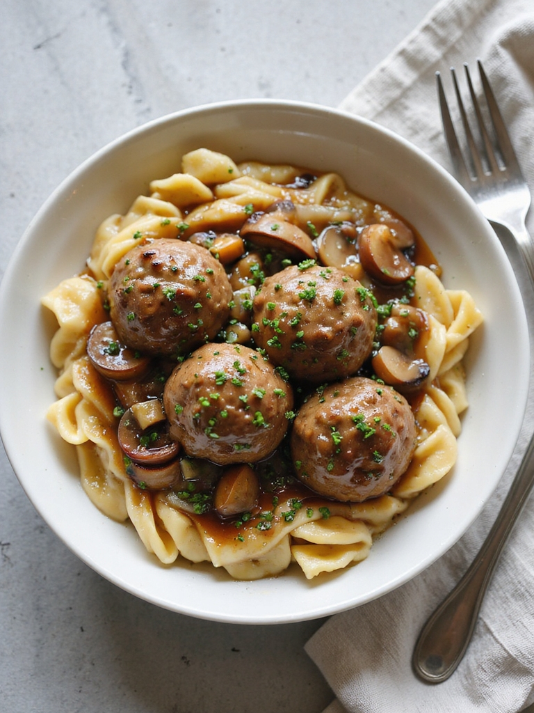 slow cooker creamy mushroom meatballs