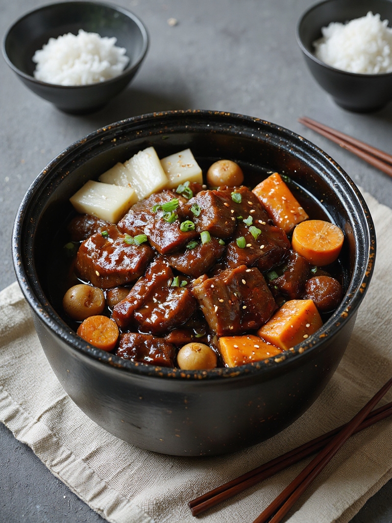 soy pear braised short ribs